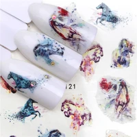 2022 new arrivial nail stickers horse series water decal flower plant pattern 3d manicure sticker nail water sticker