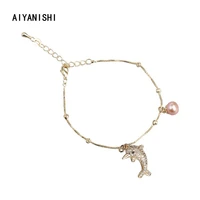 aiyanishi 18k gold filled pearl bracelets dolphin bangles women natural freshwater pearls bracelets jewelry lover christmas gift