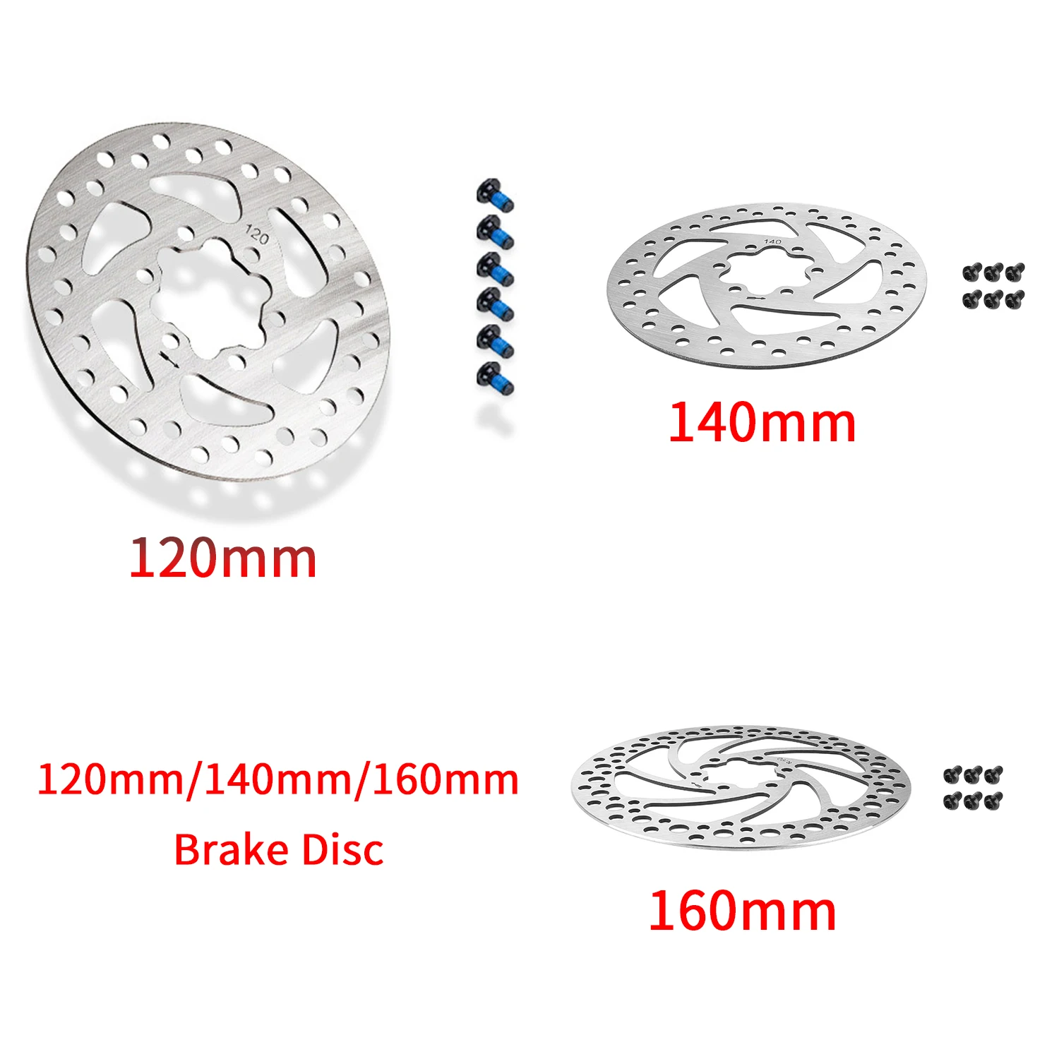 

120mm/140mm/160mm Brake Disc Rotor Pad with 6 Screws for Electric Scooter Stainless Steel 6 Hole Brake Pad E-Scooter Accessories