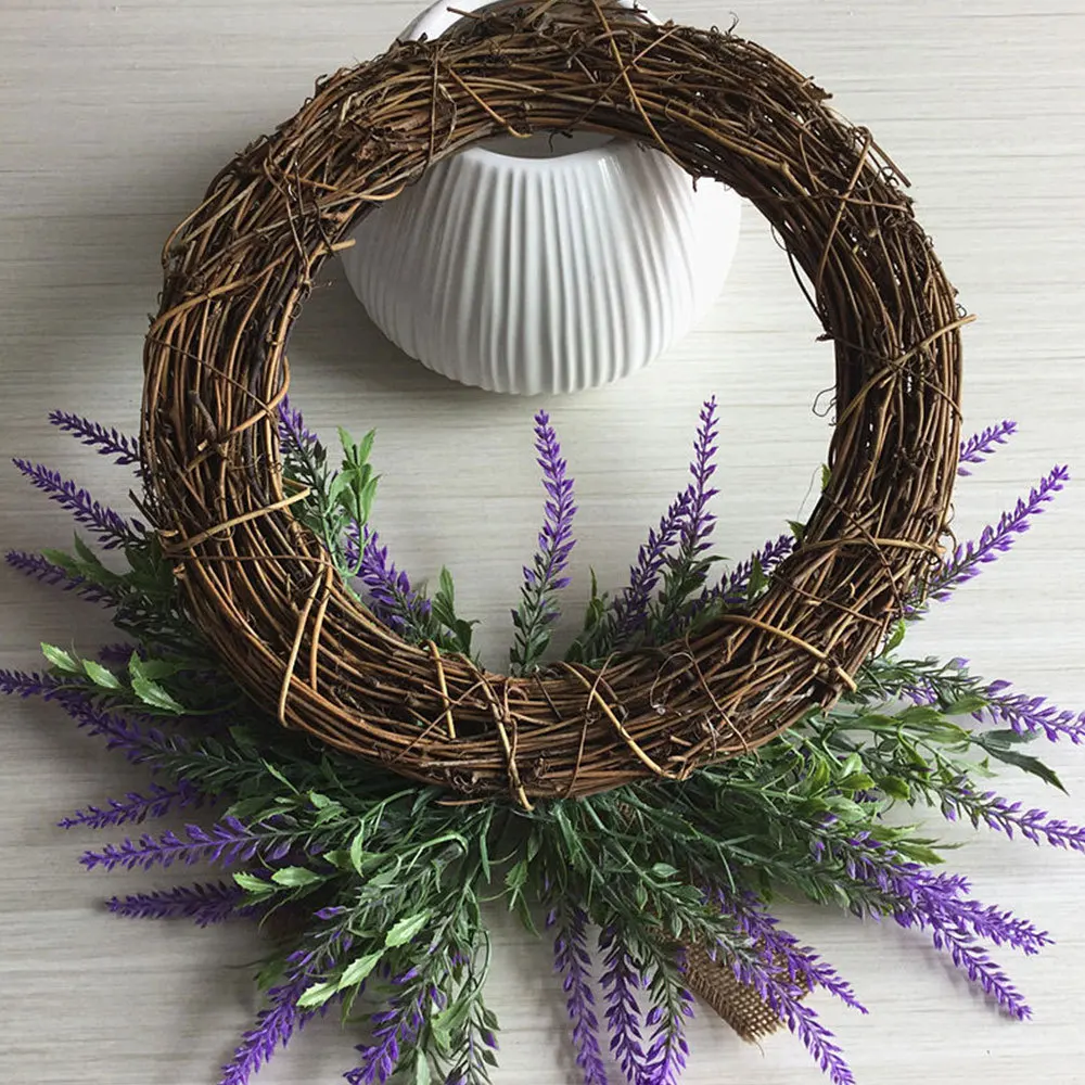 

Handwork Rattan Lavender Wreath Artificial Flowers Garlands Wedding Decoration Photo Props