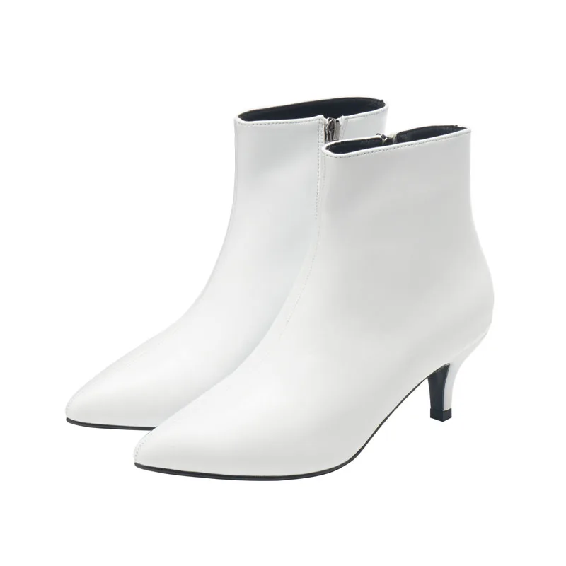 White(heel 5cm) Белые ботинки с острым носком на высоком каблуке; сезон осень-зима; новые ботинки Martin на тонком каблуке; открытые ботинки; женские ботинки; весенние тонкие ботинки - Цвет: White(heel 5cm)