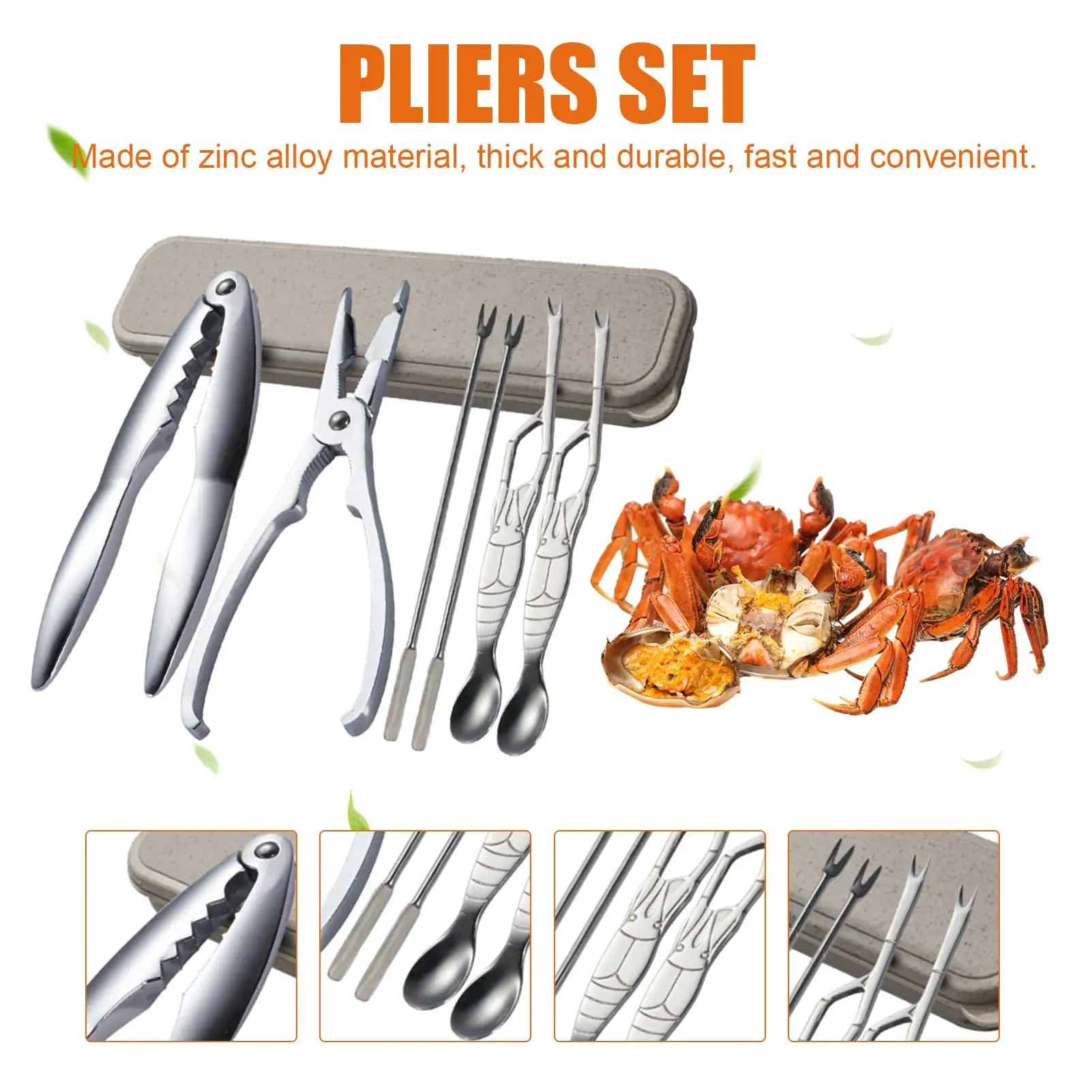 

6 шт Нержавеющая сталь инструмент для разделывания краба набор Краб инструменты Креветки Омар зажим щипцы, Зубчатые Щипцы для наращивания ...