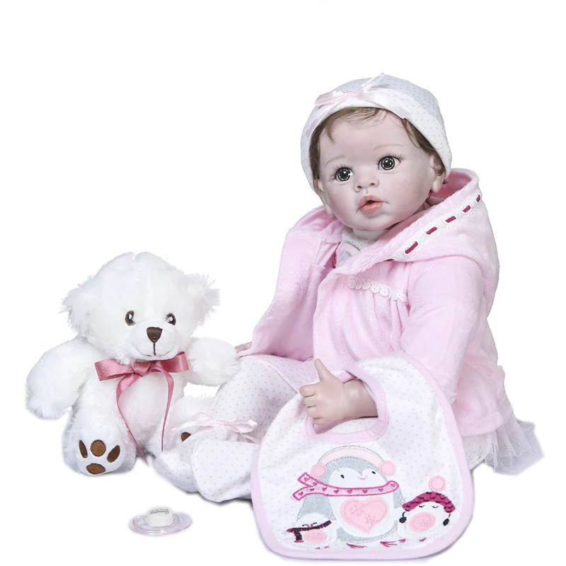 NPK новый дизайн 55 см Pinky Bebe кукла новорожденная девочка в розовом платье комплект