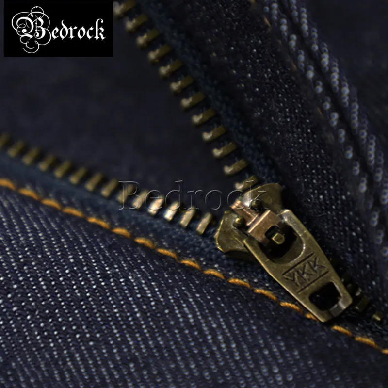 unwashed selvedge harajuku retro original color trousers pure cattle jeans straight loose red line denim jeans for men