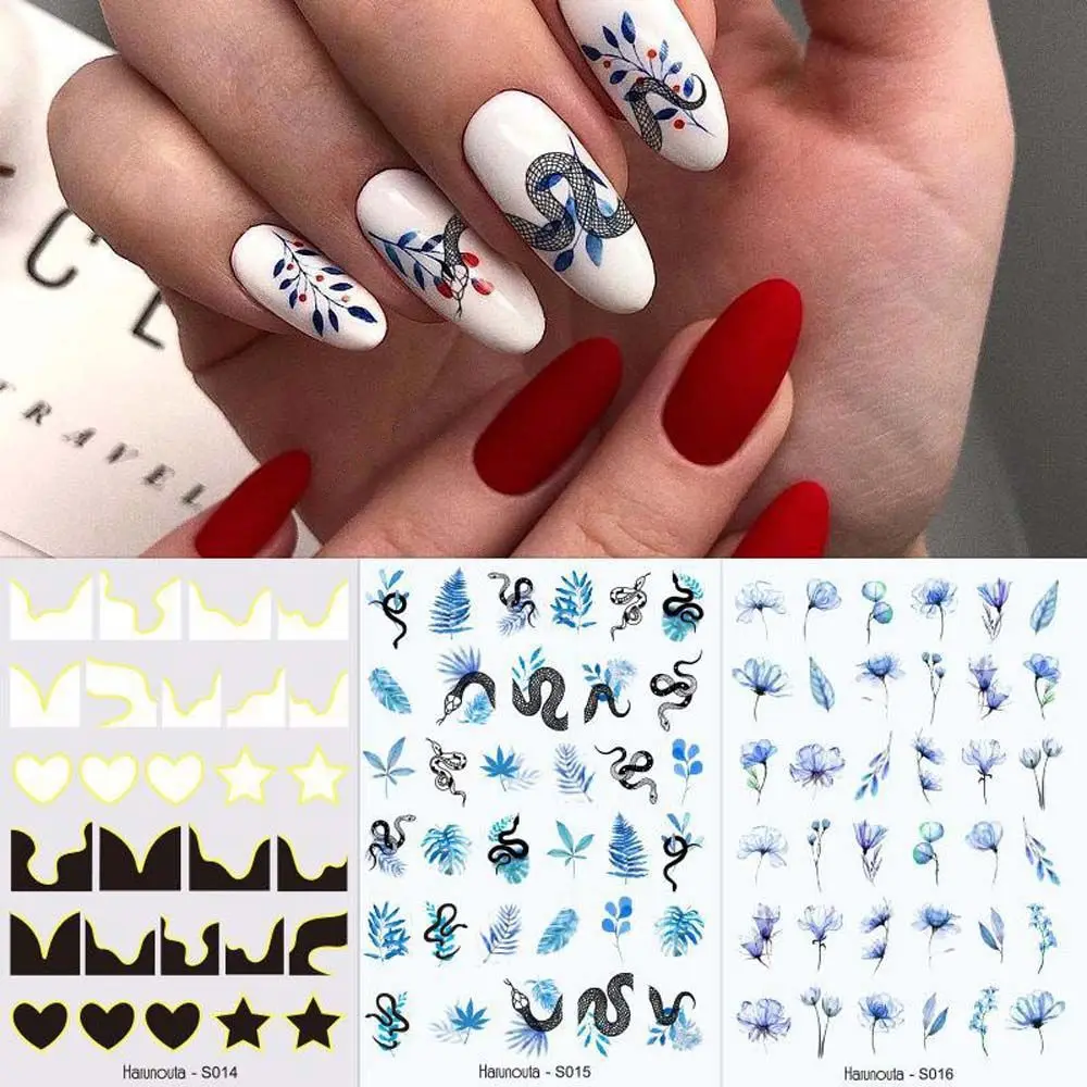 

Line Sliders Leaves 3D Decals DIY Nail Art Tool Nail Art Decoration Plant Color Nail Stickers Manicure Accessories