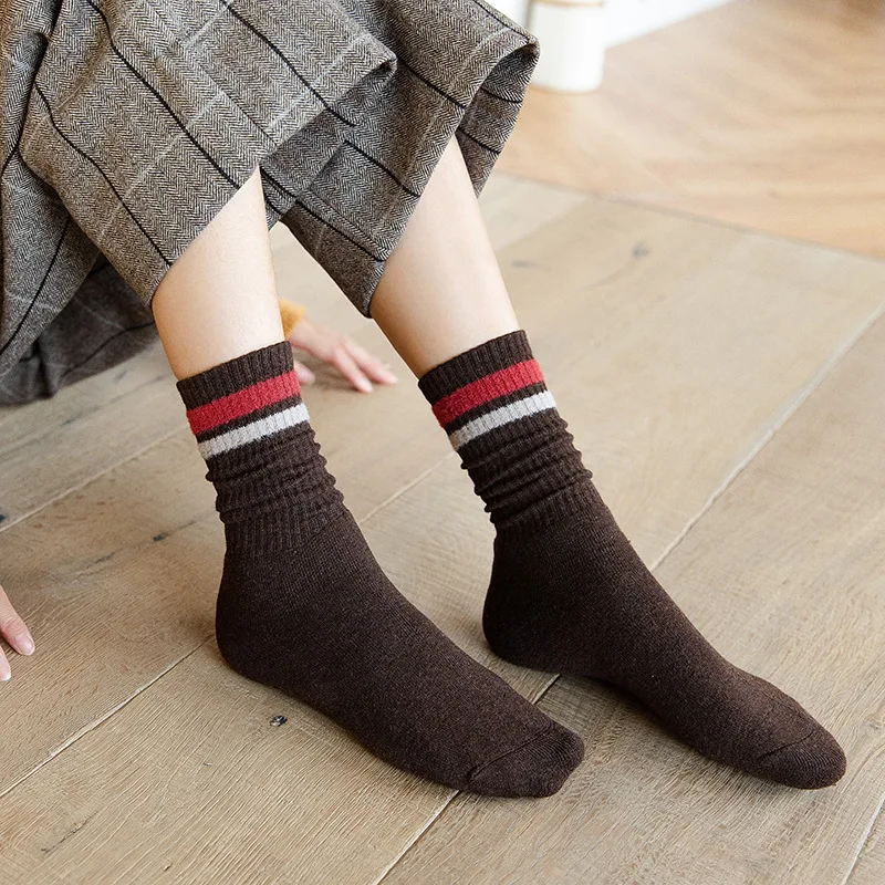 

Retro Funny Cute Japanese High School Girls Cotton Loose Striped Crew Thicken Socks Colorful Women Sox Harajuku Designer