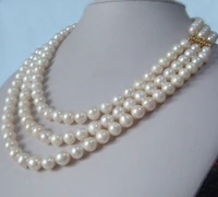 Beautiful Southern Ocean natural whitei pearl necklace 9-10 mm 16-18 inch 14k20
