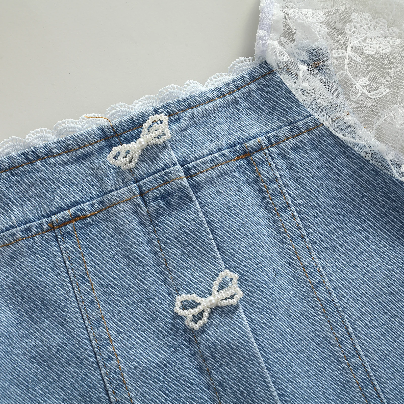 Повседневное джинсовое платье с коротким рукавом для маленьких девочек модное