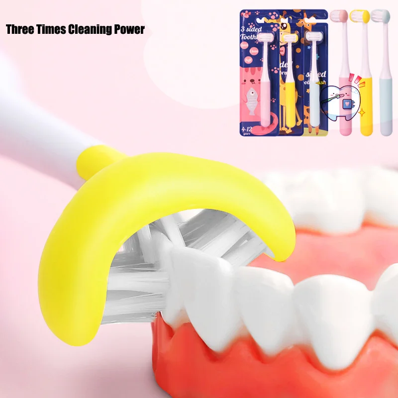 Long Handle Baby Manual Toothbrush U-Shaped 3 Sided Children Oral Hygiene Care Soft Toothbrush Baby Teeth Massage Cleaning Tools