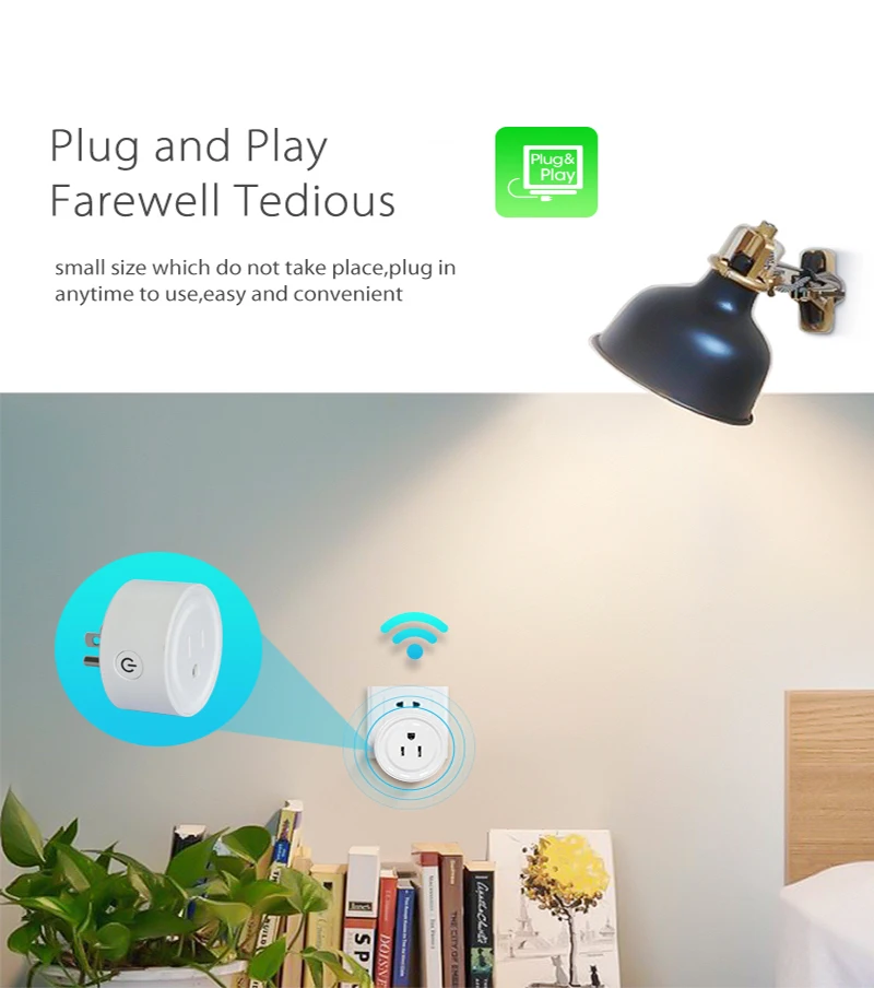 US Mini Smart Power Socket Plug WiFi Outlet Adapter APP Alexa Voice Intelligent Grouping Control Remote Switch Monitoring Timing |