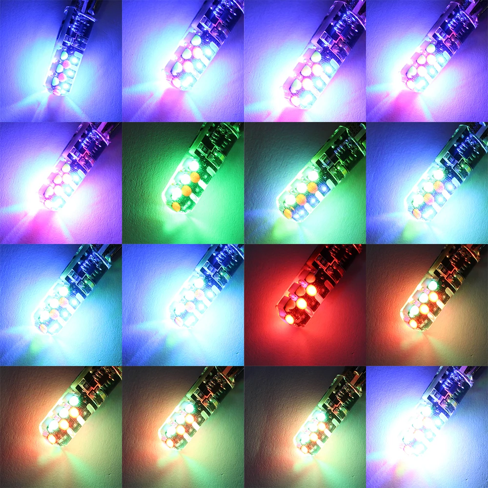 10 комплектов СВЕТОДИОДНЫХ RGB ламп T10 COB силиконовые стробоскосветодиодный ческие