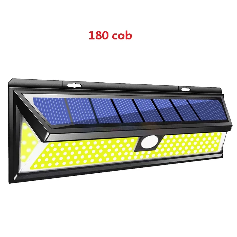 180 cob 3 Modes Открытый 180 светодиодный COB 3 режима Солнечная лампа PIR датчик движения 4000лм Солнечный настенный светильник Водонепроницаемый аварийный Сад Двор лампы - Испускаемый цвет: 180 cob 3 Modes