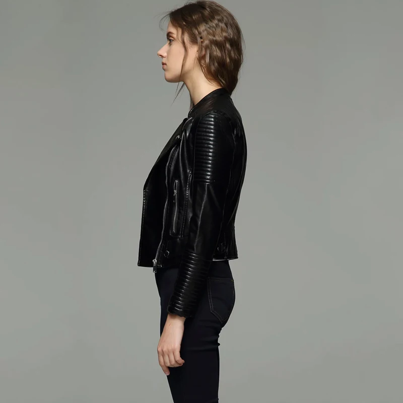 Куртка TMOD272 женская из мягкой искусственной кожи мотоциклетная верхняя одежда на