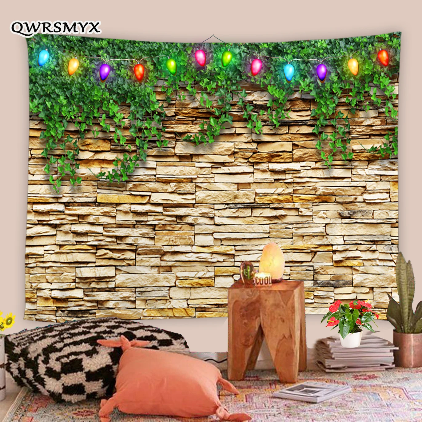 

Faux Brick Print Wall Tapestry Gothic Hippie Mandala Tapestries Wall Hanging Home Decor Living Room Bedroom Dorm Tapestry