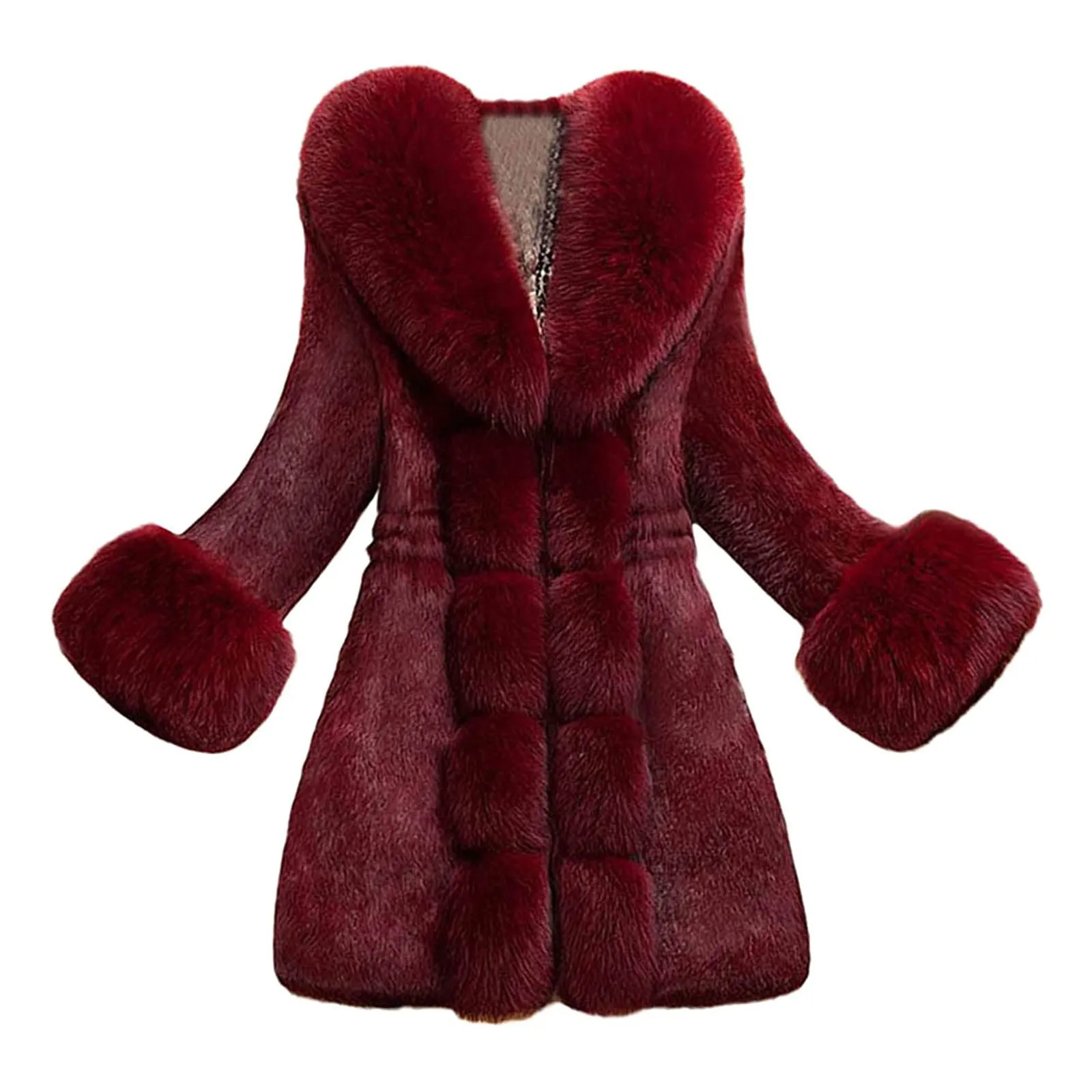 

Women Coat Black Faux Fox Fur Winter Fashion Long Artifical Fox Fur Coat Trench Woman Warm Fake Fox Fur Coats Female Ladies