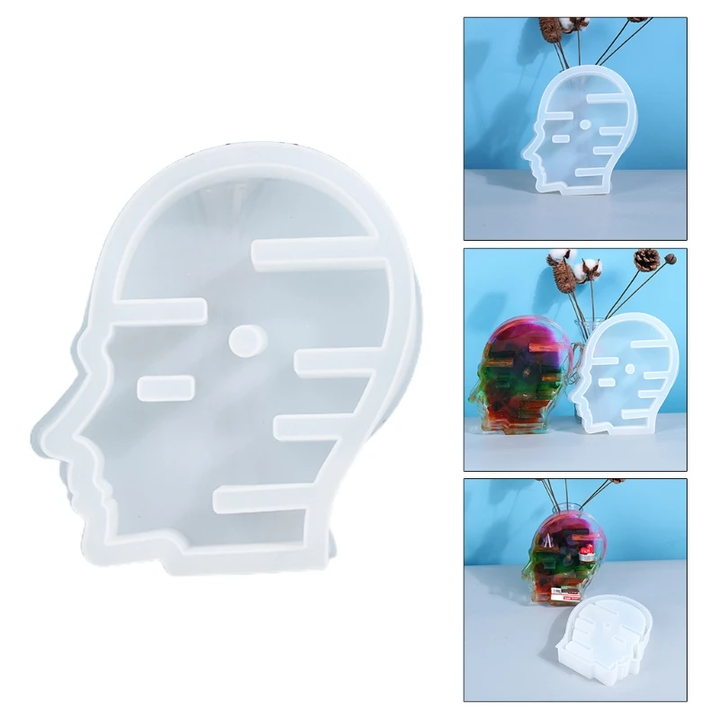 

DIY Crafts Crystal Epoxy Resin Mold Men Head Shaped Ornaments Silicone Mould
