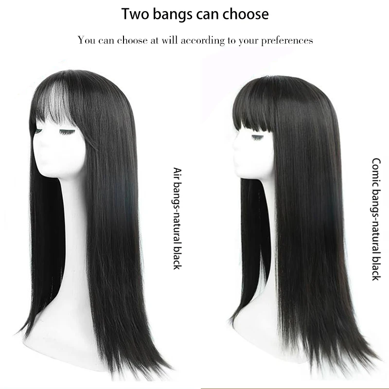 

LANLAN comic air bangs synthetic long straight hair wig female natural clavicle hair Lisa same hairstyle cosplay wig