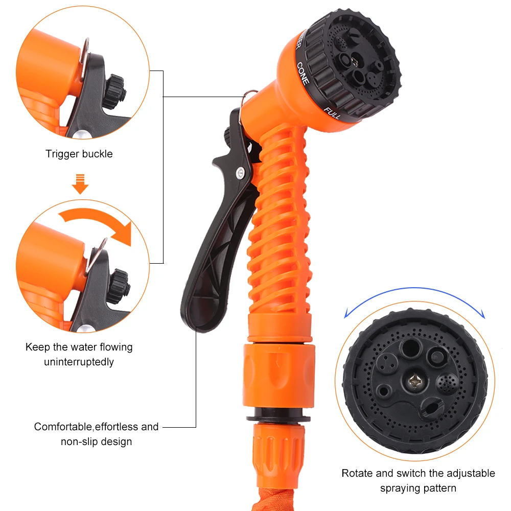

3Times Expandable Garden Hose Leak-proof Hose High Pressure Watering Pipe Magic Flexible Water Hose with 7Function Spray Nozzle