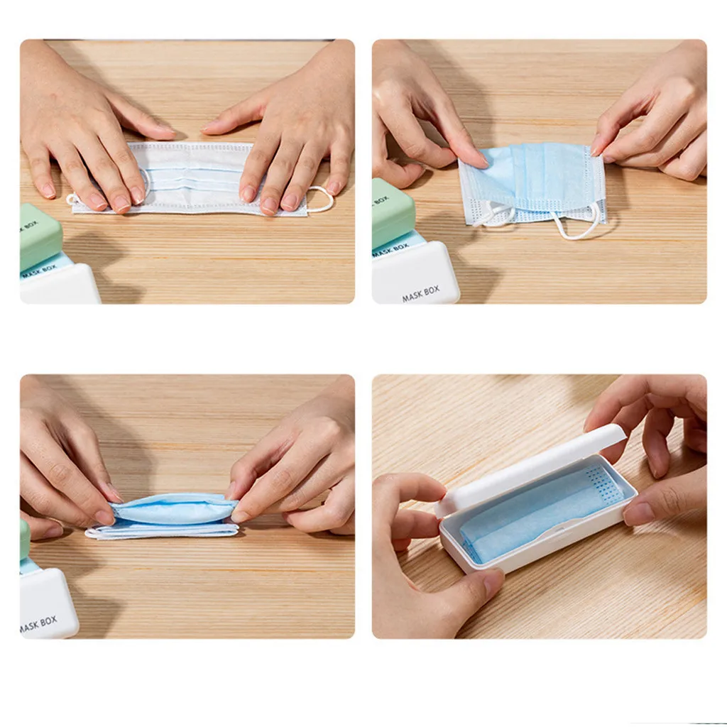 

Mask Storage Case Disposable Mask Storage Box Clip Foldable Organizer Portable Mask Storage Box Face Mask Storage Holder Case