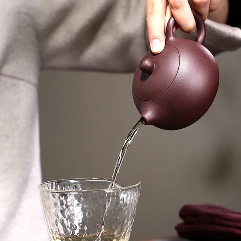 

180ml Yixing Famous Purple Clay Teapots Ball Hole Filter Xishi Tea Pot Beauty Kettle Raw ore Handmade Zisha Tea Set Customized