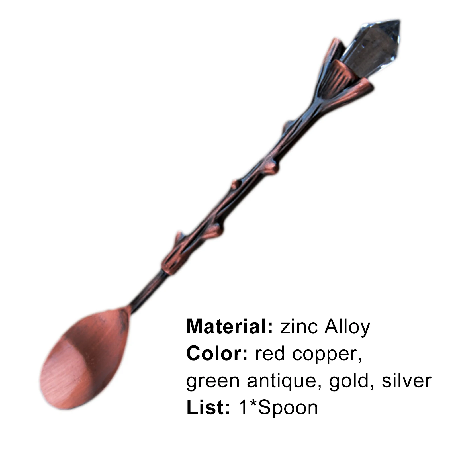 

Dessert Spoon Mirror Polish Dendriform Zinc Alloy Non-stick Home Fruit Spoon for Kids