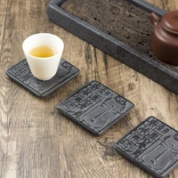 table pad nature black stone placemat tea cup bowl mat teaware home decor desk accessories durable buddha pattern coaster gift