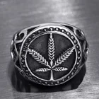 Перстень с Кленовым листом для мужчин, кольцо из нержавеющей стали с отверстиями, с изображением конопли, каннабиса