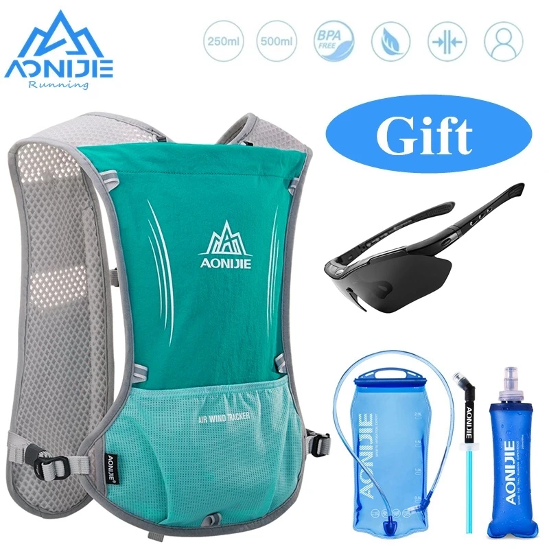 

AONIJIE 5L Hydration Backpack Rucksack Bag Vest Harness with 1.5L Water Bladder 500ml Soft flask Hiking Camping Running Marathon