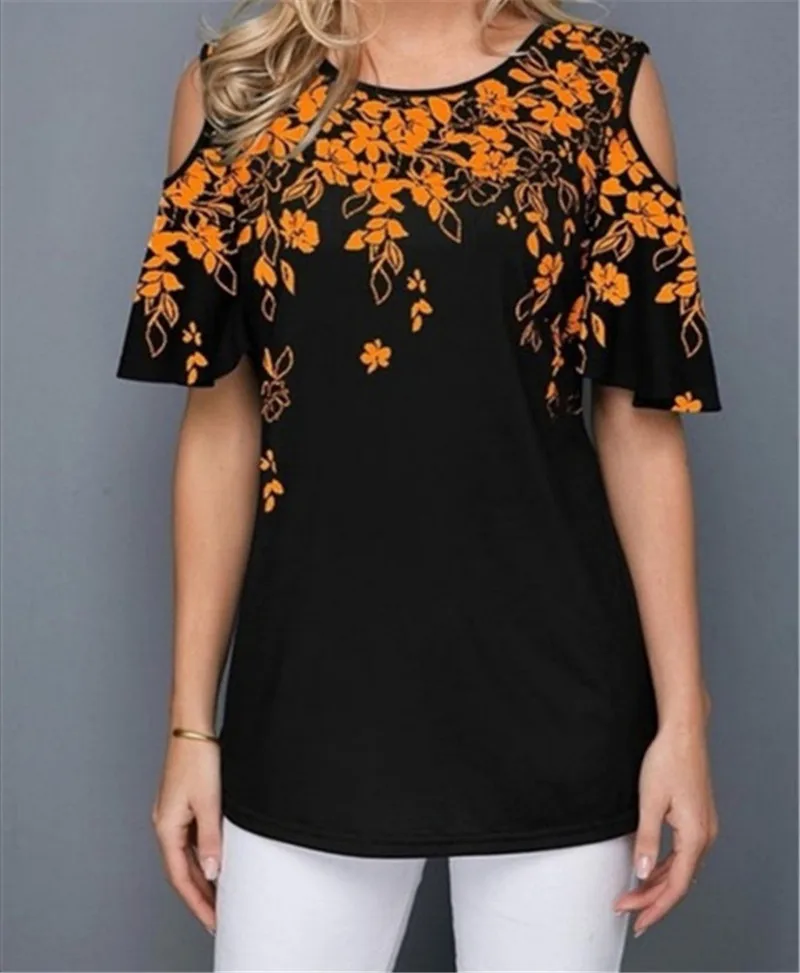 

5XL Large Size Sexy Off Shoulder Ladies T shirt 2020 New Summer Loose Female Tee Shirts Floral Print Plus Size Women Tshirt Tops