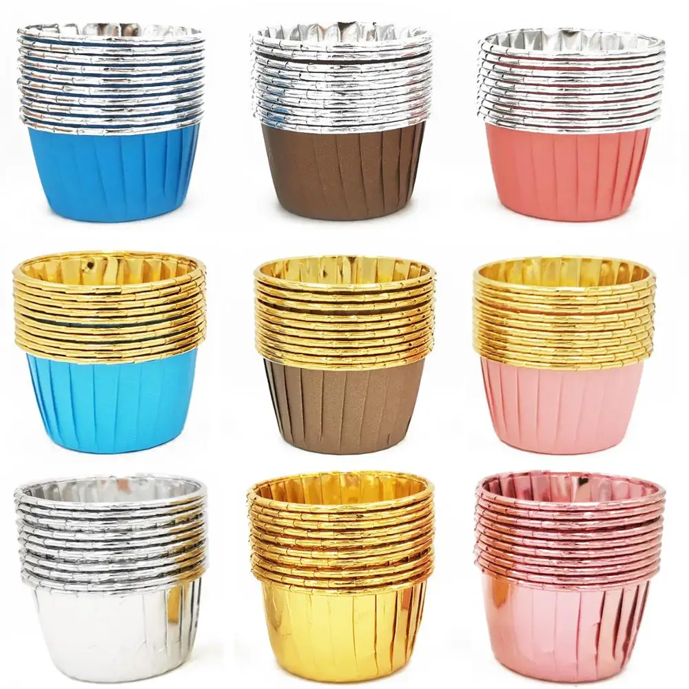 

10/50pcs Cupcake Paper Cup Oilproof Cupcake Liner Baking Cup Tray Case Wedding Party Caissettes Golden Muffin Wrapper Paper