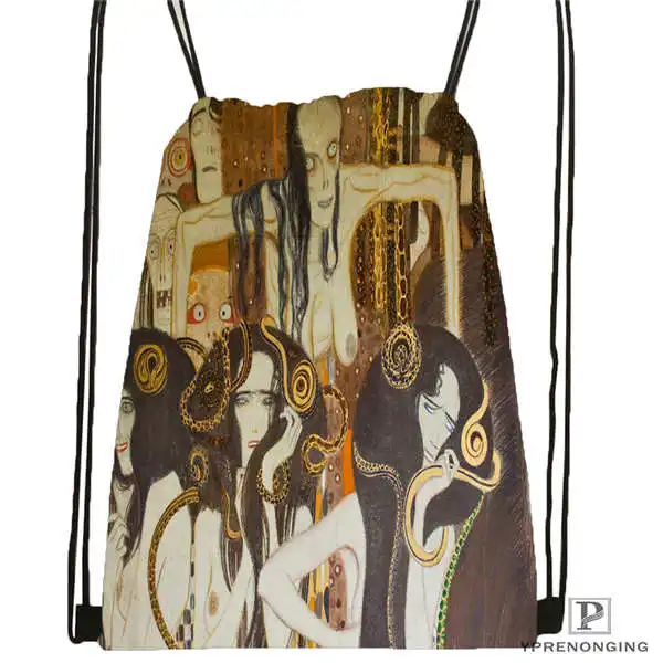 Custom Gustav_Klimt @1 Drawstring Backpack Bag Cute Daypack Kids Satchel (Black Back) 31x40cm#20180611-02-98 | Багаж и сумки