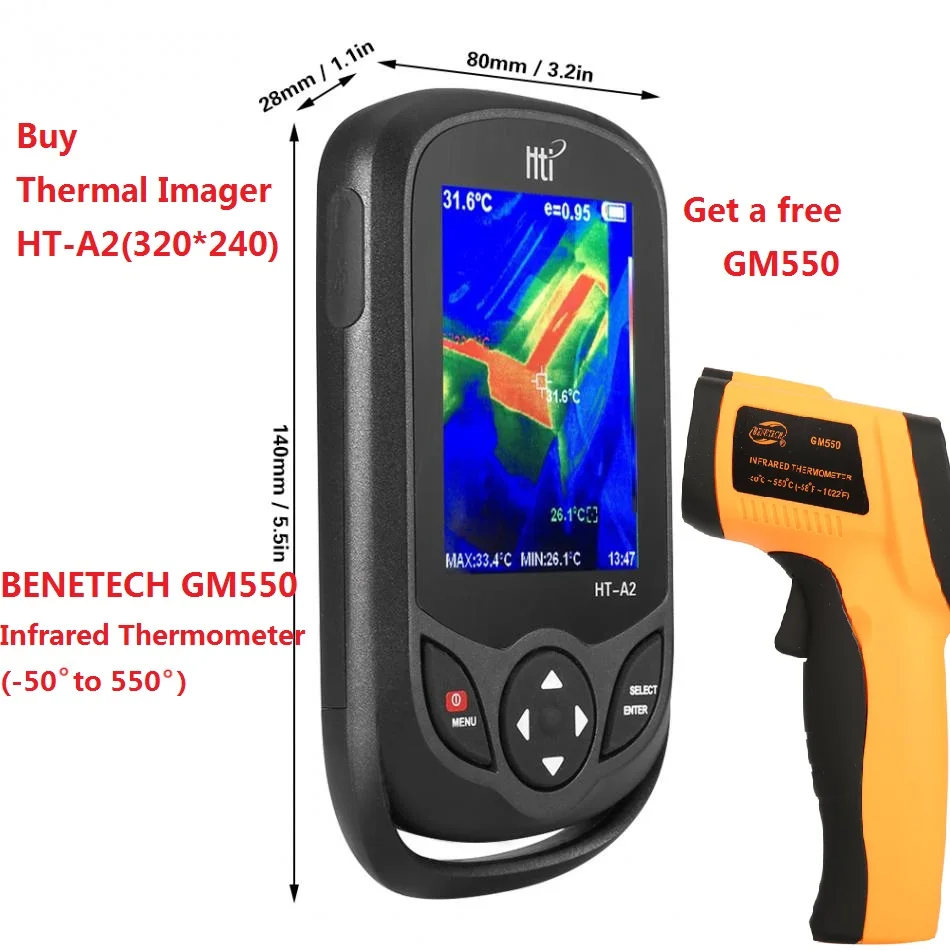 HT-A2 TFT экран теплового инфракрасного Imager камера детектор измеритель температуры измерительные инструменты 100-240 в 640*480 HT-A1