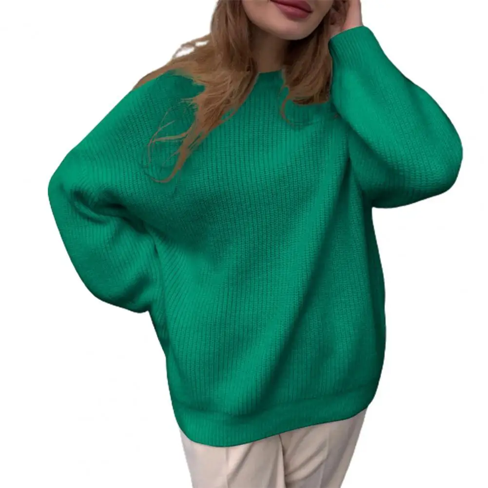

Autumn Winter Thickening Oversized Sweater Women Long Sleeve Loose Pullover Female Solid Knitted Green Sweaters свитер женский