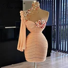 Женское вечернее платье-русалка, Короткое облегающее платье с цветочным принтом, расшитое бисером, для вечеривечерние или выпускного вечера, 2021