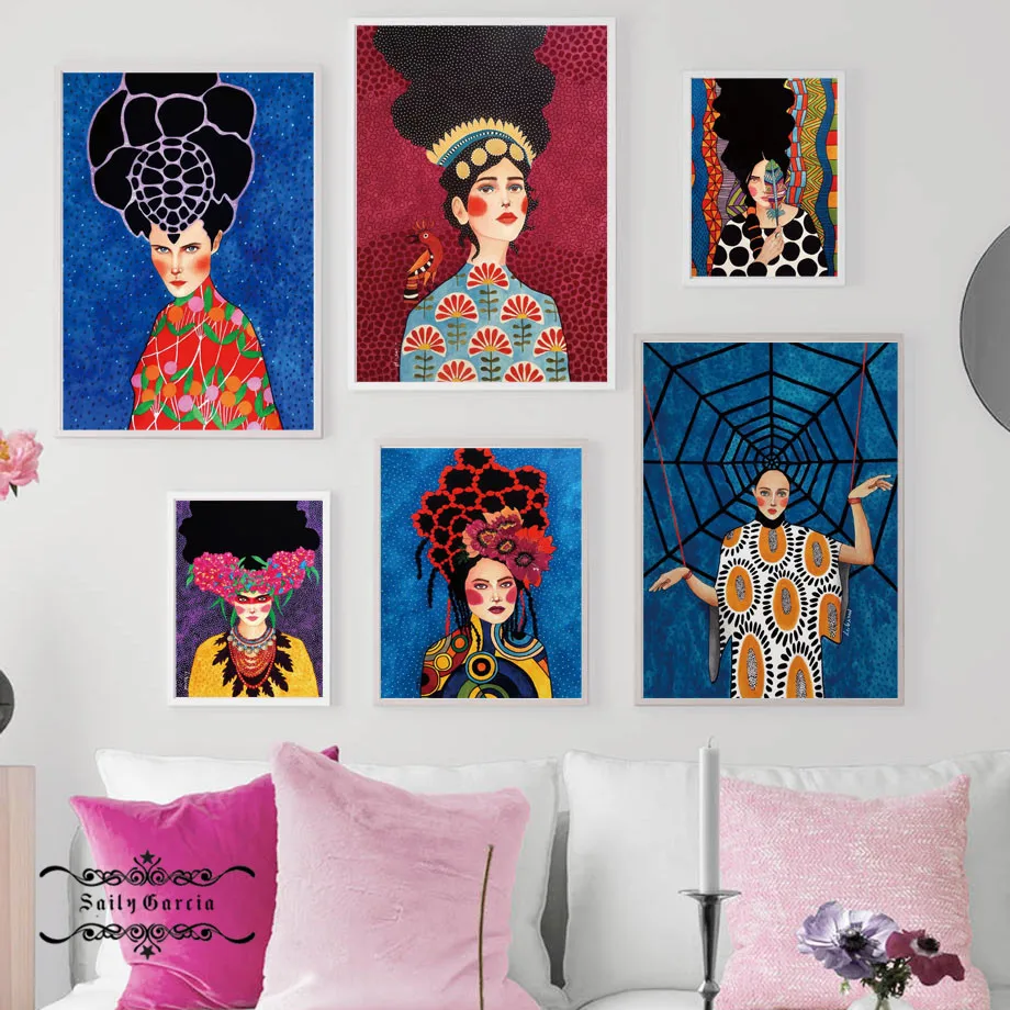 Абстрактная цветная постер с длинными волосами для девочек винтажная