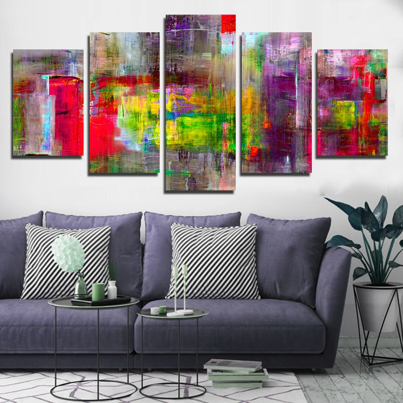 

5 Pieces Modern Abstract Poster Hanging Painting Oil Painting Hand-Painted Hotel Restaurant Living Room Decoration Frameless
