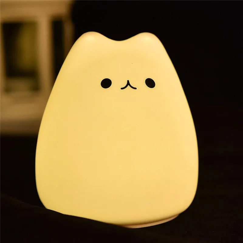 Lovely cat Сенсорный экран Сенсор силиконовые кошка светодиодный ночной Светильник 3D настольная лампа мультфильм животных Спальня прикроватный светильник ing для Для детей, подарок на Рождество для малышей - Испускаемый цвет: Lovely cat