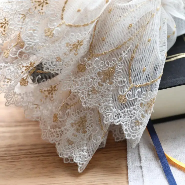 Роскошная горячая Распродажа 1 метр золотого кружева и ткани для вышивки 21 5 см