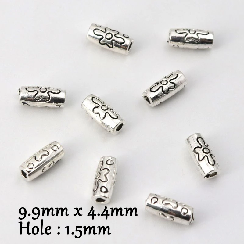 50pcs 5 Styles Tibetan Silver Gold Color Tube Spacer Loose Metal Beads Charm For Jewelry Making Finding Accessories Wholesale | Украшения и