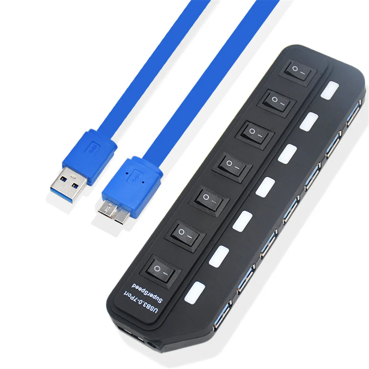 

USB HUB 3.0 7 Ports Micro USB 3.0 HUB Splitter With Power Adapter USB Hab High Speed 5Gbps USB Splitter 3 HUB For PC