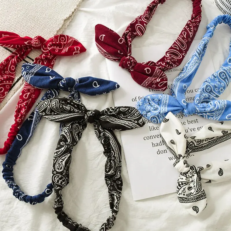 1 шт. милые кроличьи уши в горошек с цветочным принтом эластичная лента головной