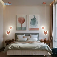 creative white pink pendant light girl bedroom decor acrylic sconces 3 color temperature led flower heart butterfly hanging lamp
