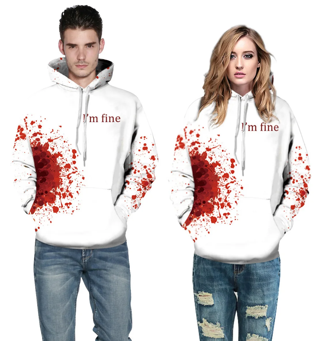 

Halloween Blooddrop Digital Printing Hooded Sweater Large Size Lovers' Top Hooded