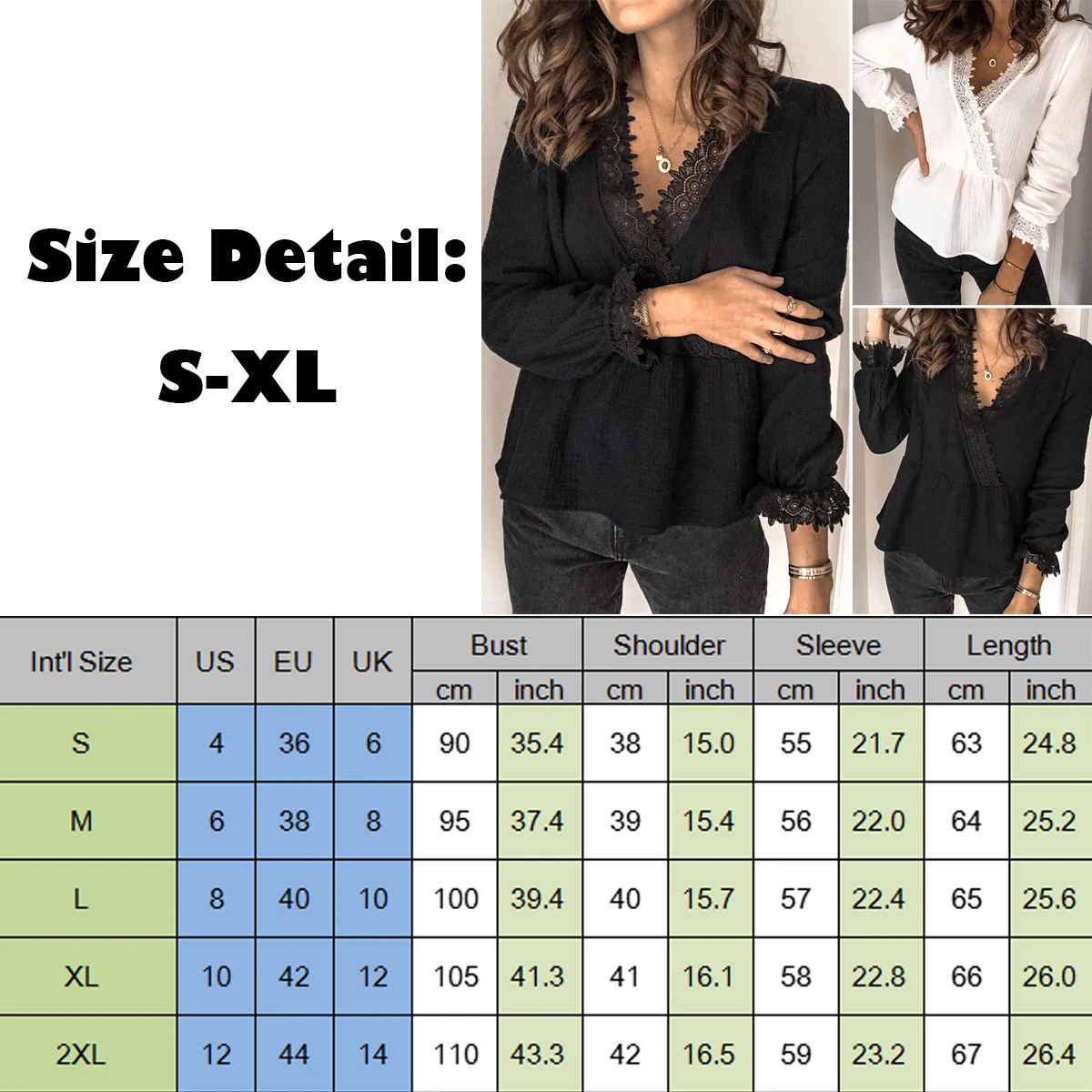 

Womens Long Sleeve V-neck T-shirt Tops Casual Solid Loose Basic Blouse Shirt Tee