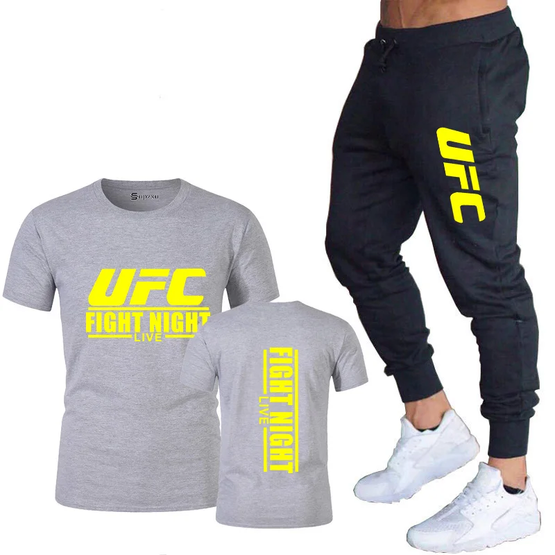 

Summer new fashion trend men's suit personalized fashion printing sports short-sleeved T-shirt + sports casual trousers suit