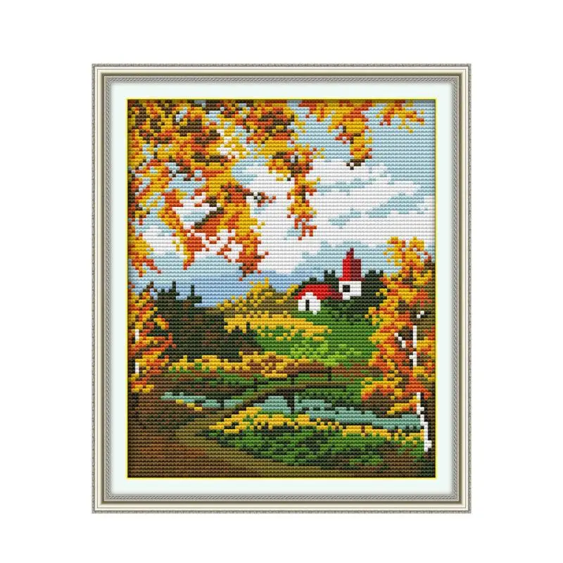 

The scenery of the countryside cross stitch kit flowers 14ct 11ct count canvas stitching embroidery DIY handmade needlework plus