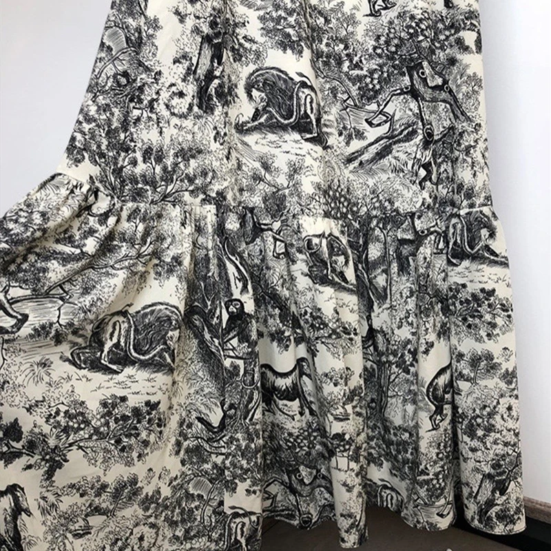 

High Quality Summer Woman Chiffon Dress Summer Lace Stitching Print Suspender Dresses for Women