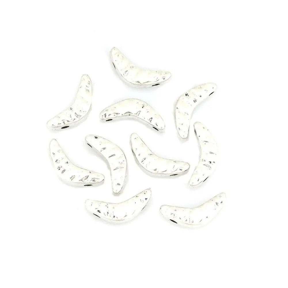 

DoreenBeads Zinc Based Alloy Spacer Beads Half Moon Antique Silver Color Jewelry About 19mm x 8mm, Hole: Approx 1.5mm, 50 PCs