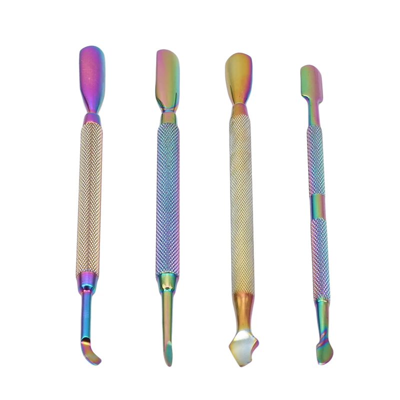 

1 шт. Радужная Нержавеющая сталь двухсторонний Хамелеон Маникюр пилинг омертвевшая кожа пуш-ап омертвевшая кожа 4 стиля мозоли бритва инстр...