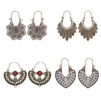 retro ethnic style baroque earrings women s exotic hollow carved accessories bohemian palace u shaped ornament gift